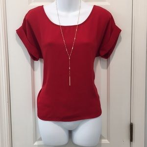 Red short sleeve open back top!